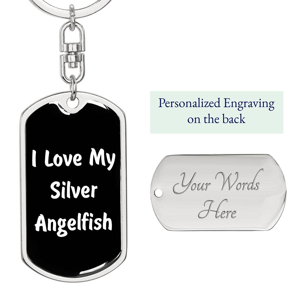 Love My Silver Angelfish v3 - Luxury Dog Tag Keychain