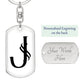 Initial J v001-14 - Luxury Dog Tag Keychain