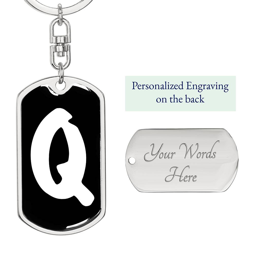 Initial Q v3b - Luxury Dog Tag Keychain