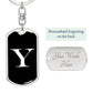 Initial Y v3a - Luxury Dog Tag Keychain