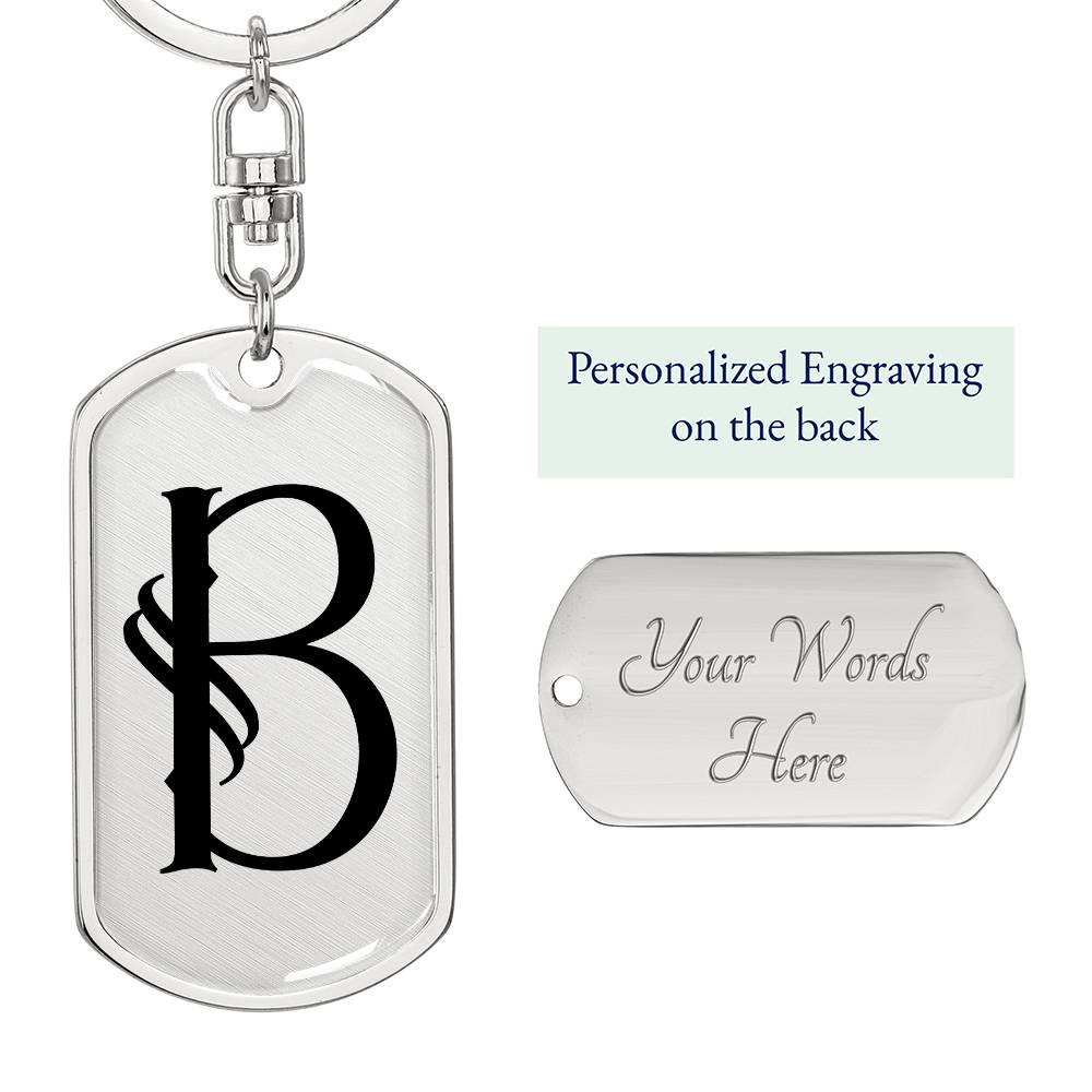 Initial B v001-11 - Luxury Dog Tag Keychain