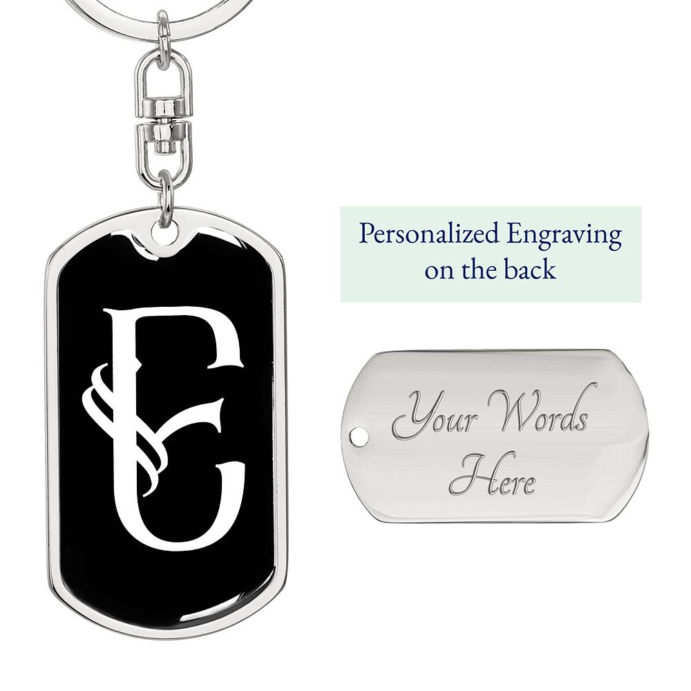 Initial E v001-13 - Luxury Dog Tag Keychain