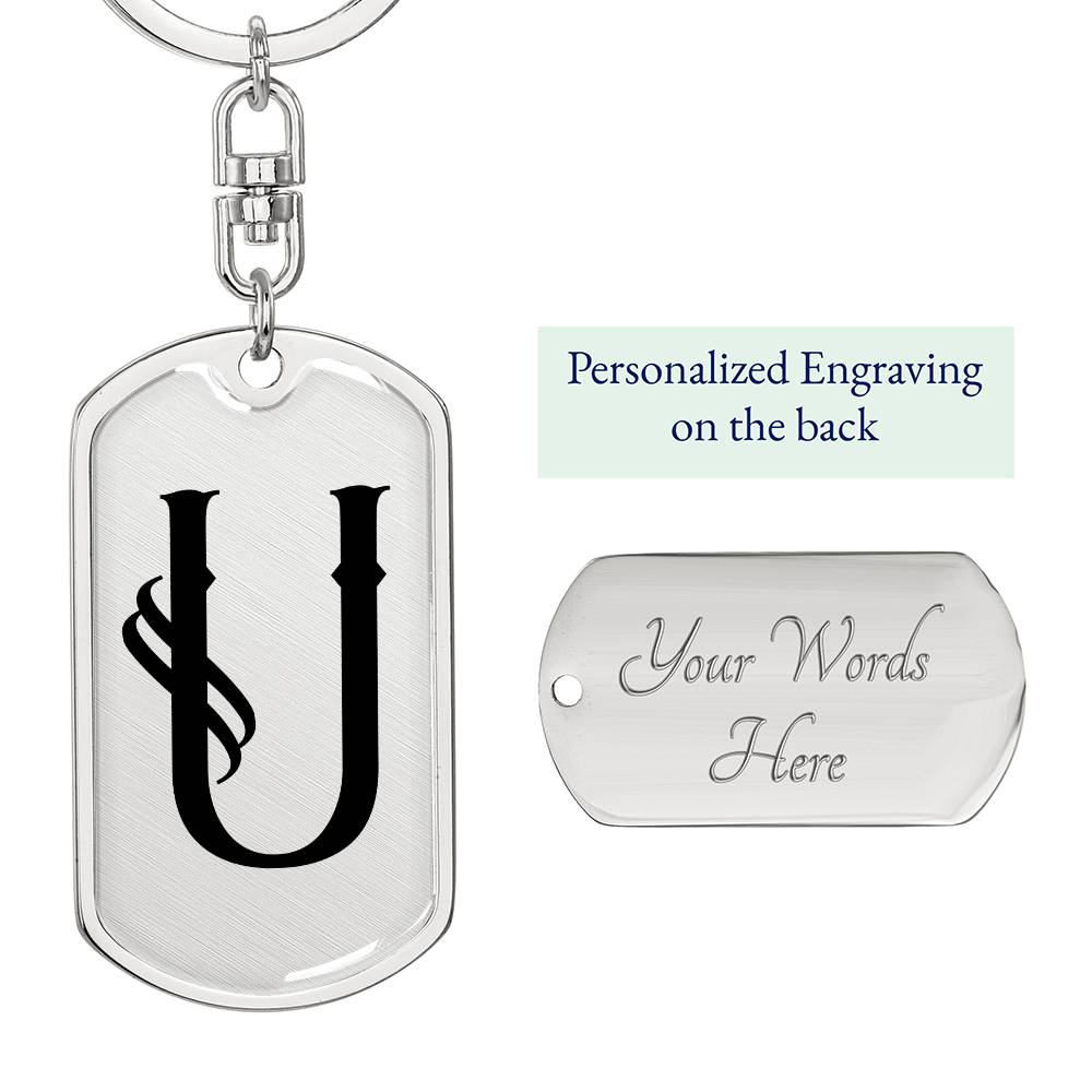 Initial U v001-11 - Luxury Dog Tag Keychain