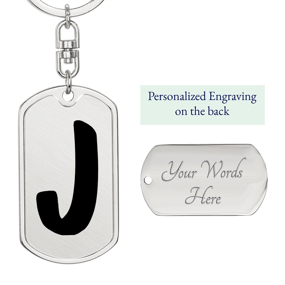 Initial J v1b - Luxury Dog Tag Keychain