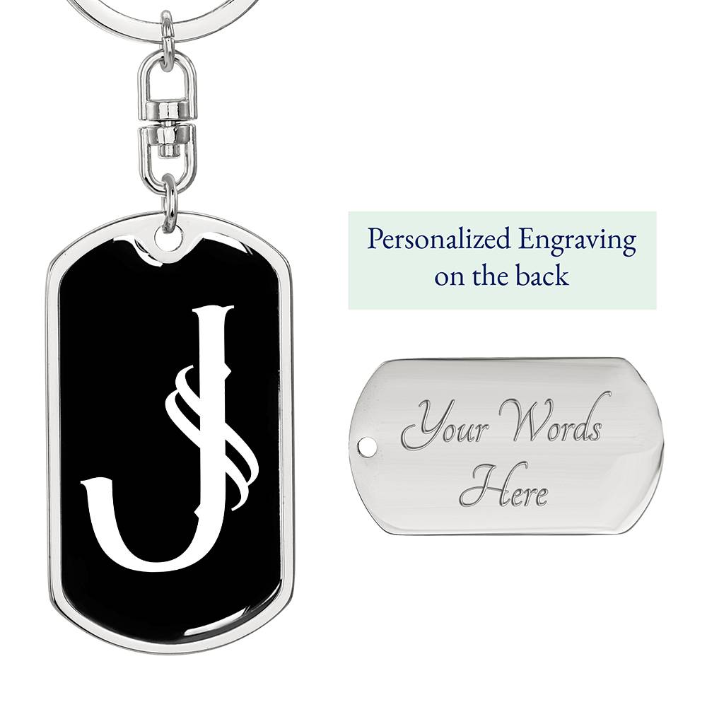 Initial J v001-13 - Luxury Dog Tag Keychain