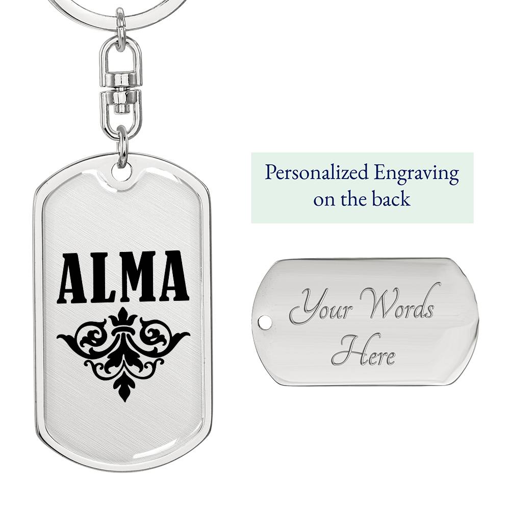 Alma v01a - Luxury Dog Tag Keychain
