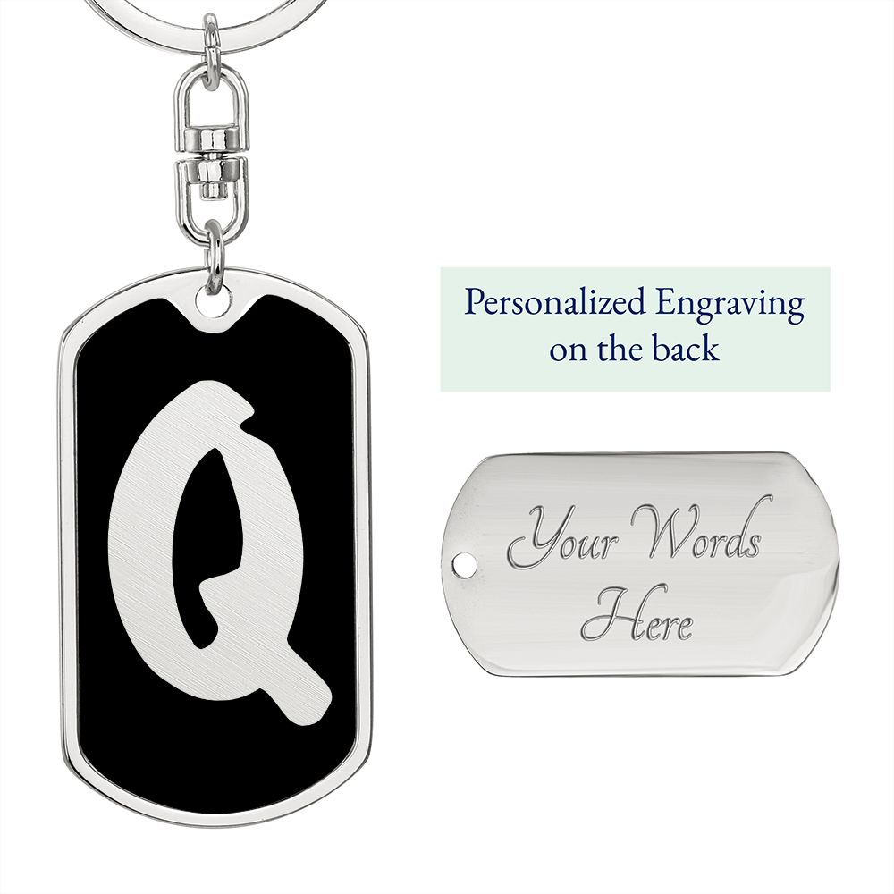Initial Q v2b - Luxury Dog Tag Keychain