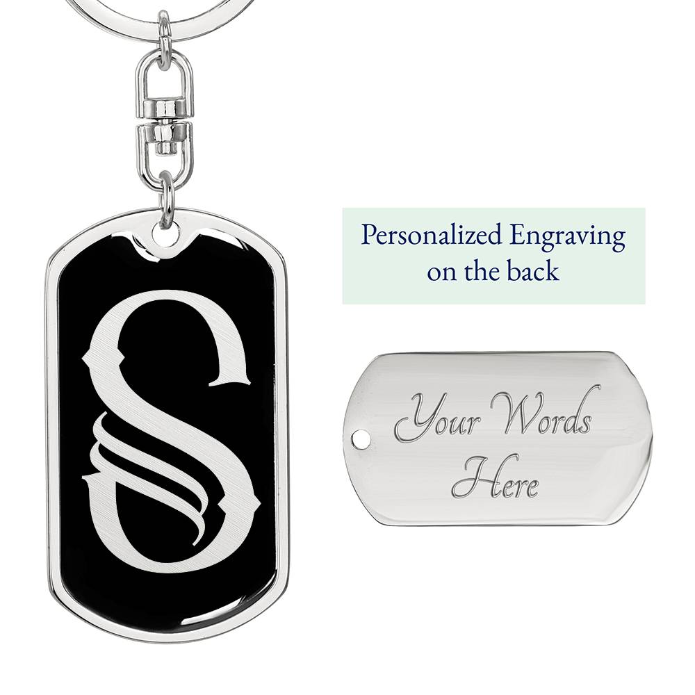 Initial S v001-12 - Luxury Dog Tag Keychain