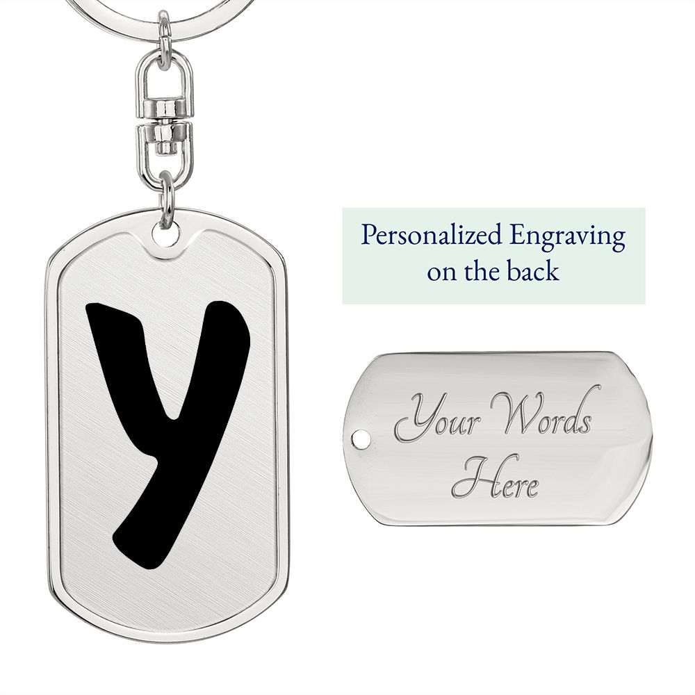 Initial Y v1b - Luxury Dog Tag Keychain
