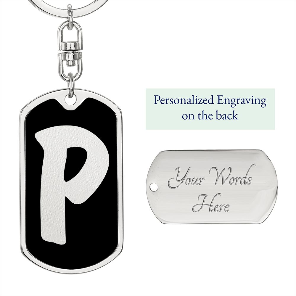 Initial P v2b - Luxury Dog Tag Keychain