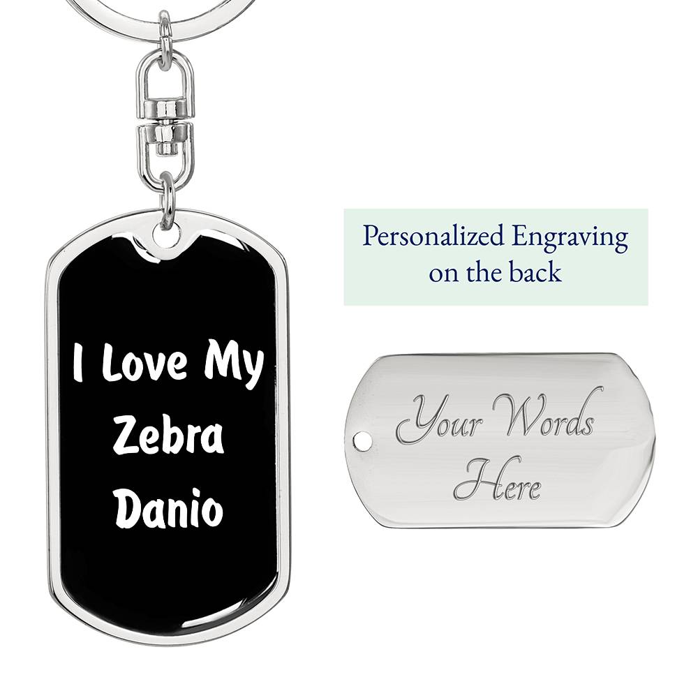 Love My Zebra Danio v3 - Luxury Dog Tag Keychain