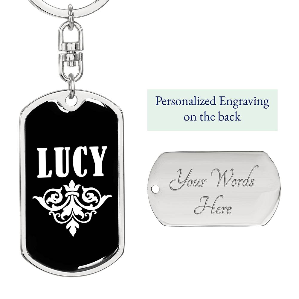 Lucy v03a - Luxury Dog Tag Keychain