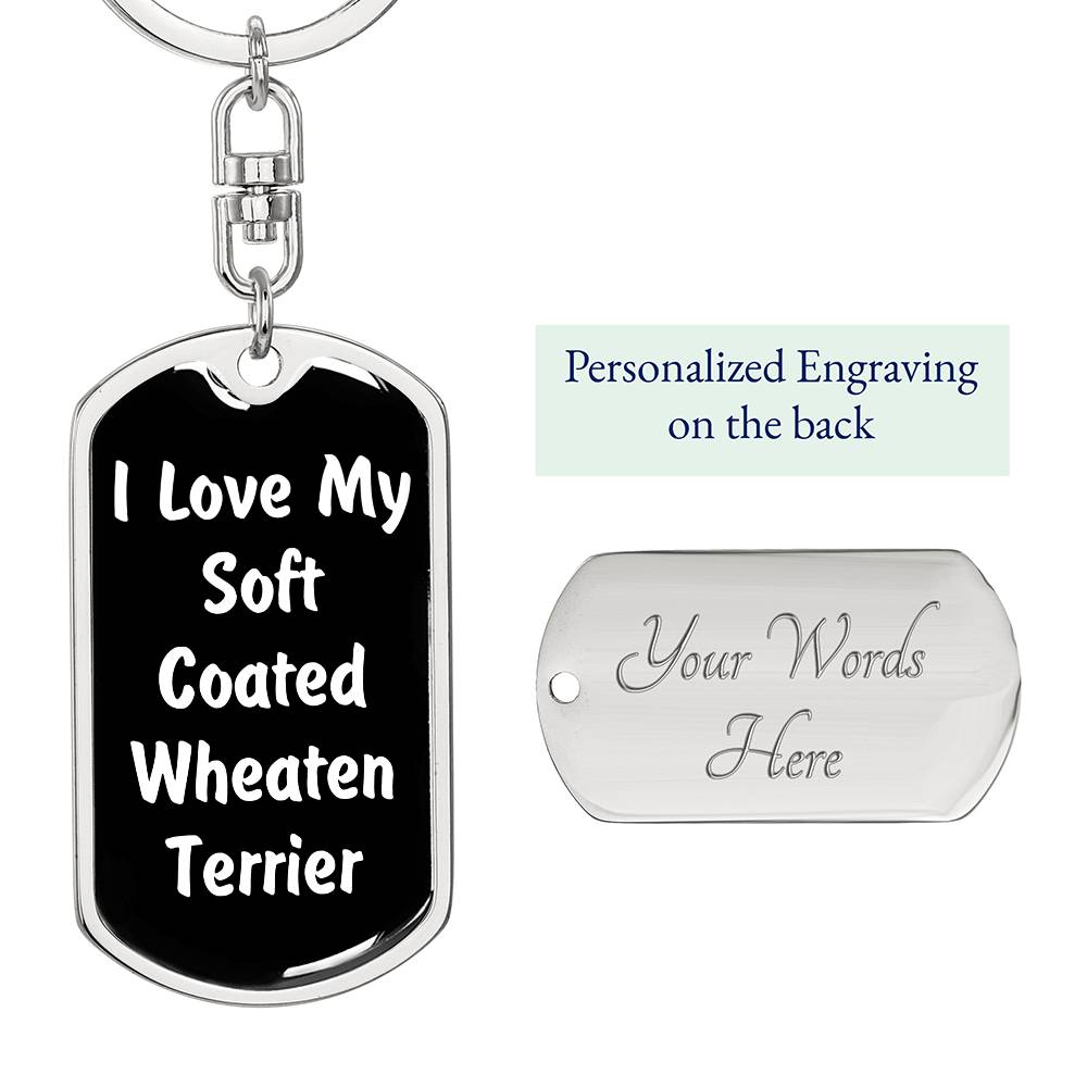 Love My Soft Coated Wheaten Terrier v6 - Luxury Dog Tag Keychain