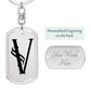 Initial V v001-11 - Luxury Dog Tag Keychain