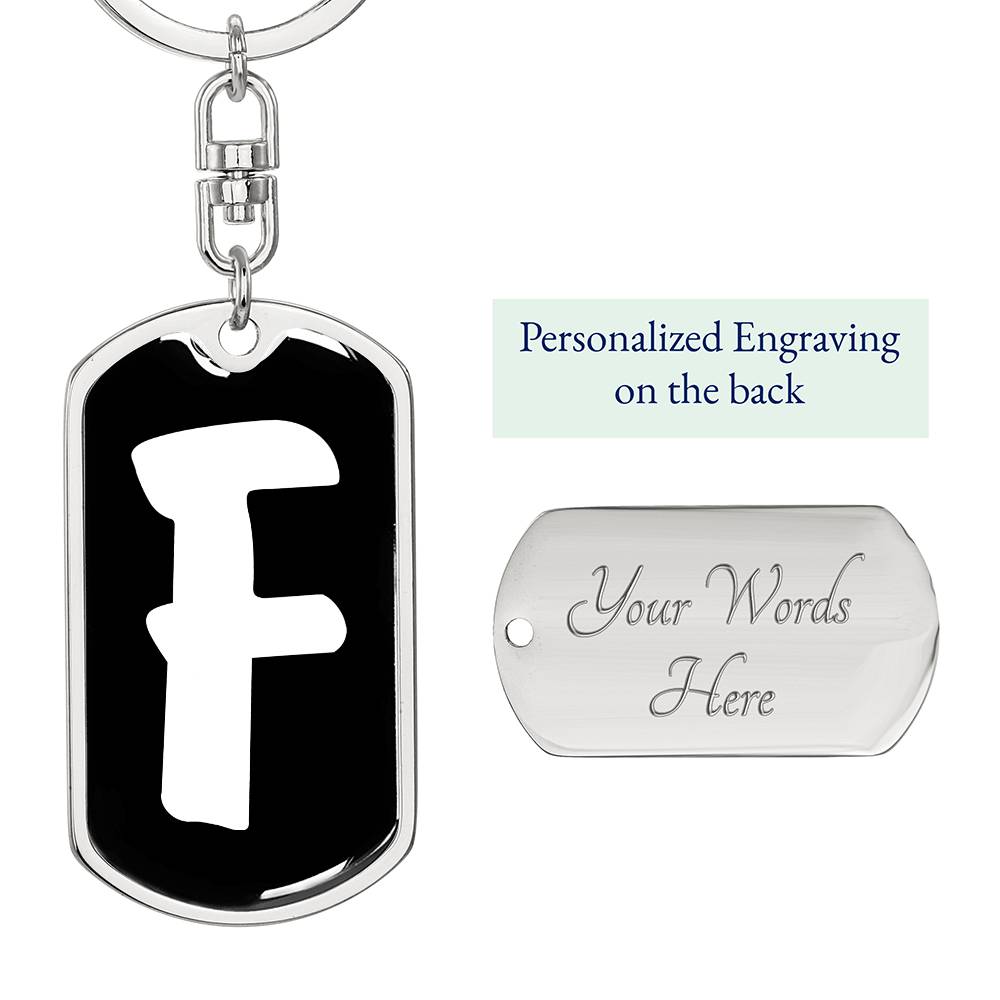 Initial F v3b - Luxury Dog Tag Keychain