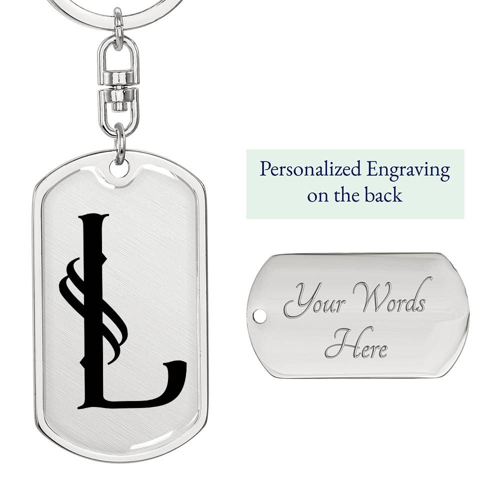 Initial L v001-11 - Luxury Dog Tag Keychain