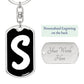 Initial S v3b - Luxury Dog Tag Keychain