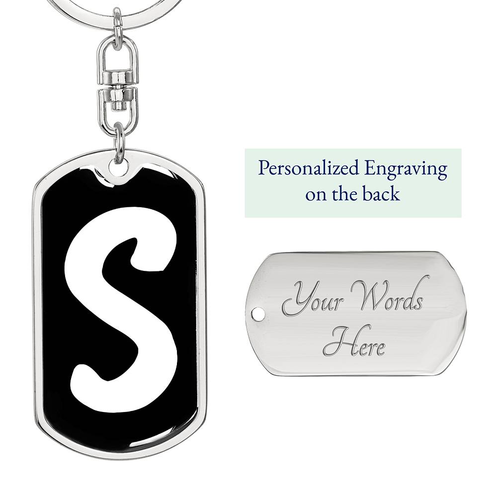 Initial S v3b - Luxury Dog Tag Keychain