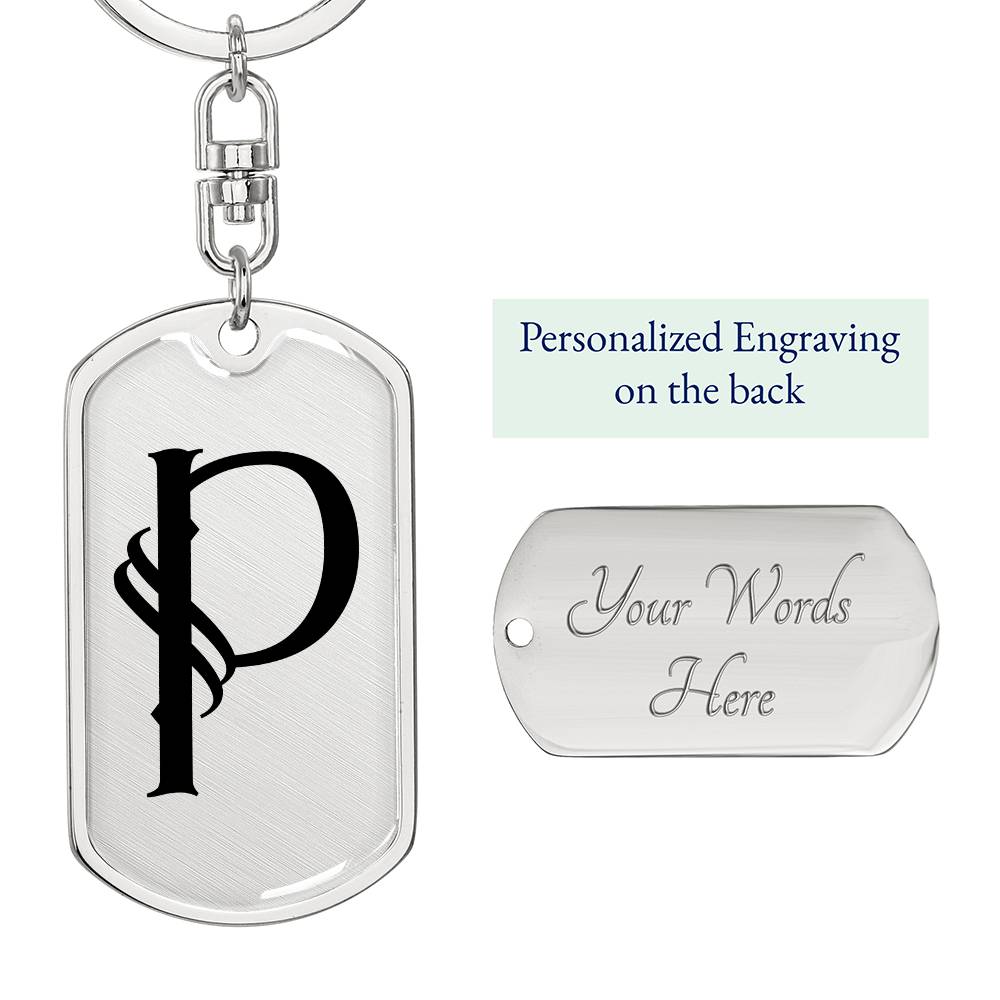 Initial P v001-11 - Luxury Dog Tag Keychain
