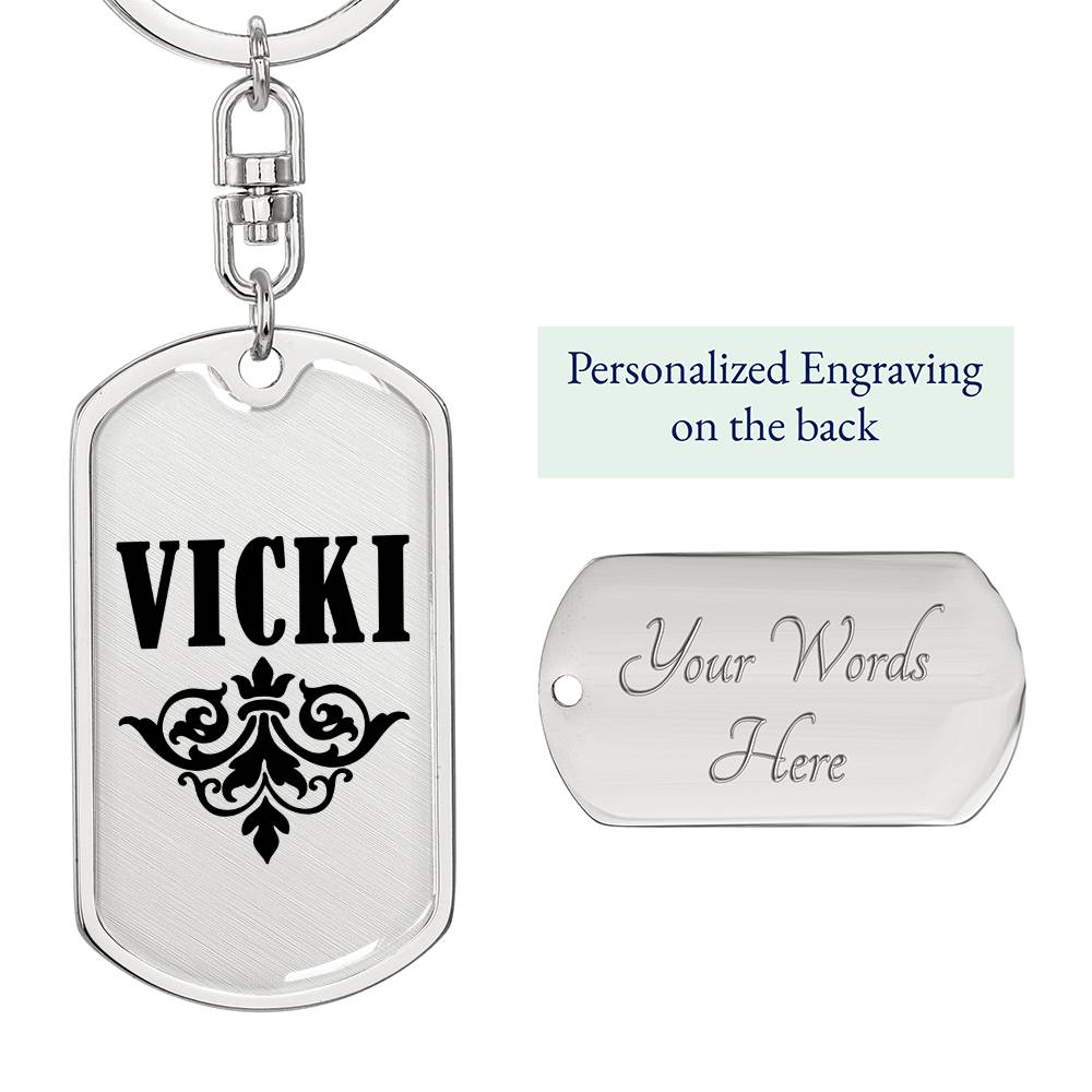 Vicki v01a - Luxury Dog Tag Keychain