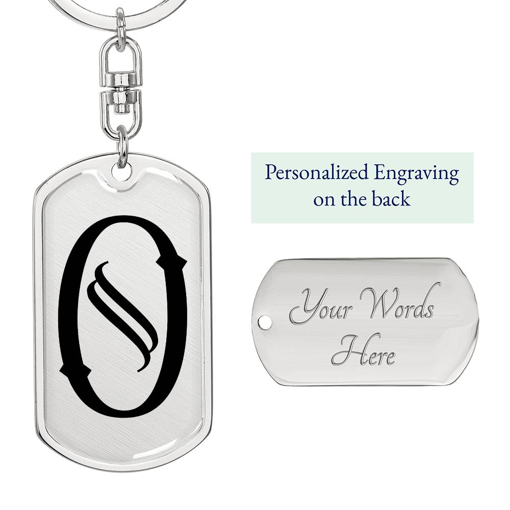 Initial O v001-11 - Luxury Dog Tag Keychain