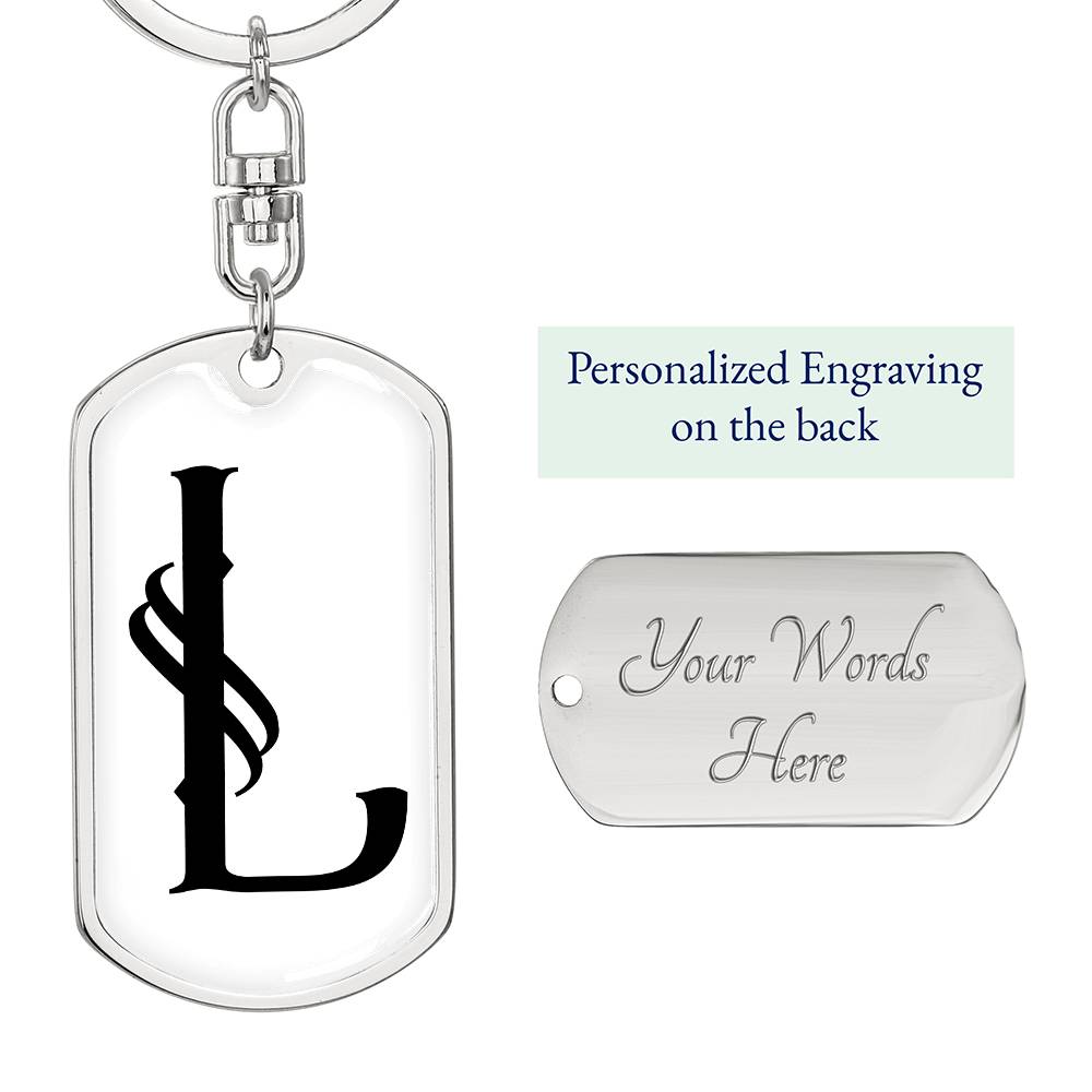 Initial L v001-14 - Luxury Dog Tag Keychain
