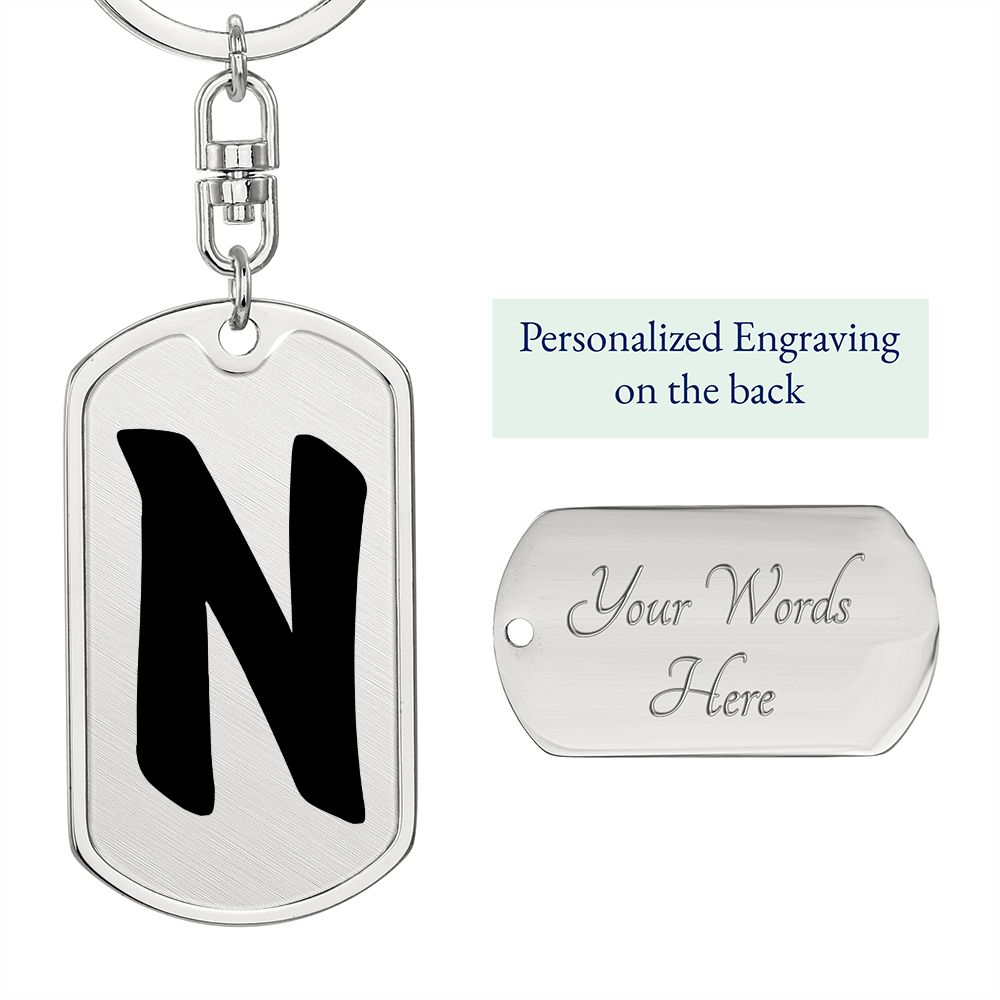 Initial N v1b - Luxury Dog Tag Keychain