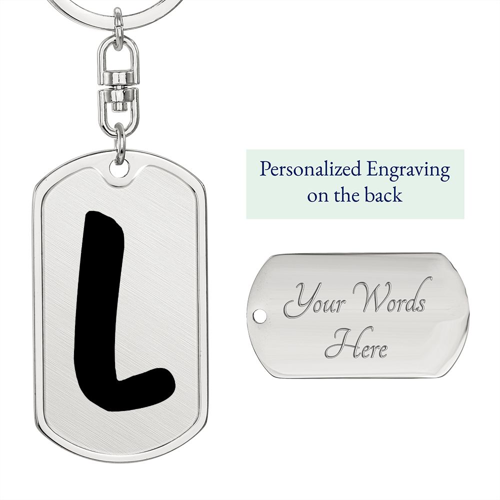 Initial L v1b - Luxury Dog Tag Keychain