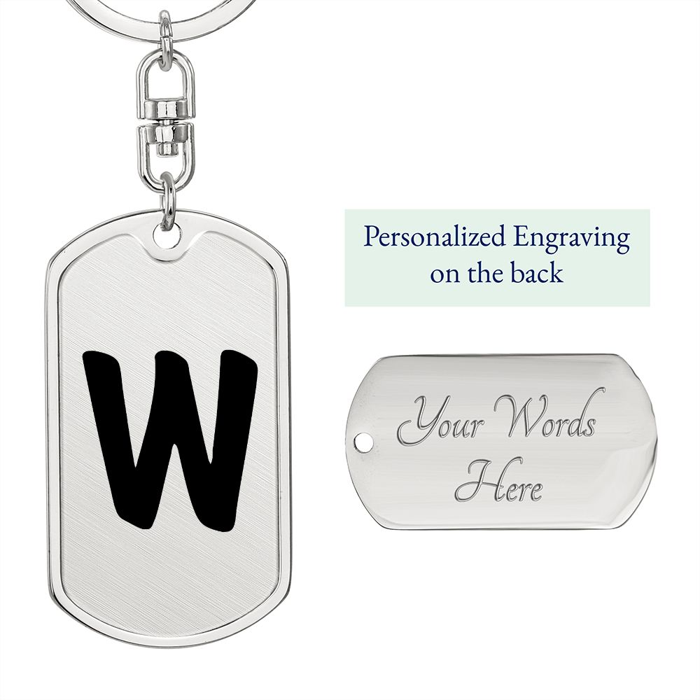 Initial W v1b - Luxury Dog Tag Keychain