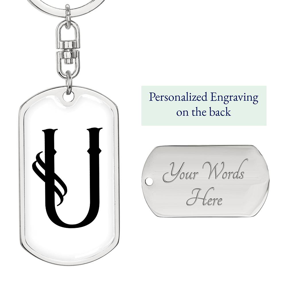Initial U v001-14 - Luxury Dog Tag Keychain