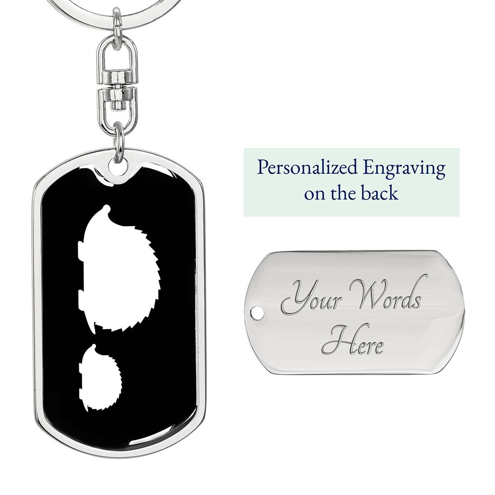Mama Hedgehog With 1 Hoglet v3 - Luxury Dog Tag Keychain