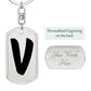 Initial V v1b - Luxury Dog Tag Keychain