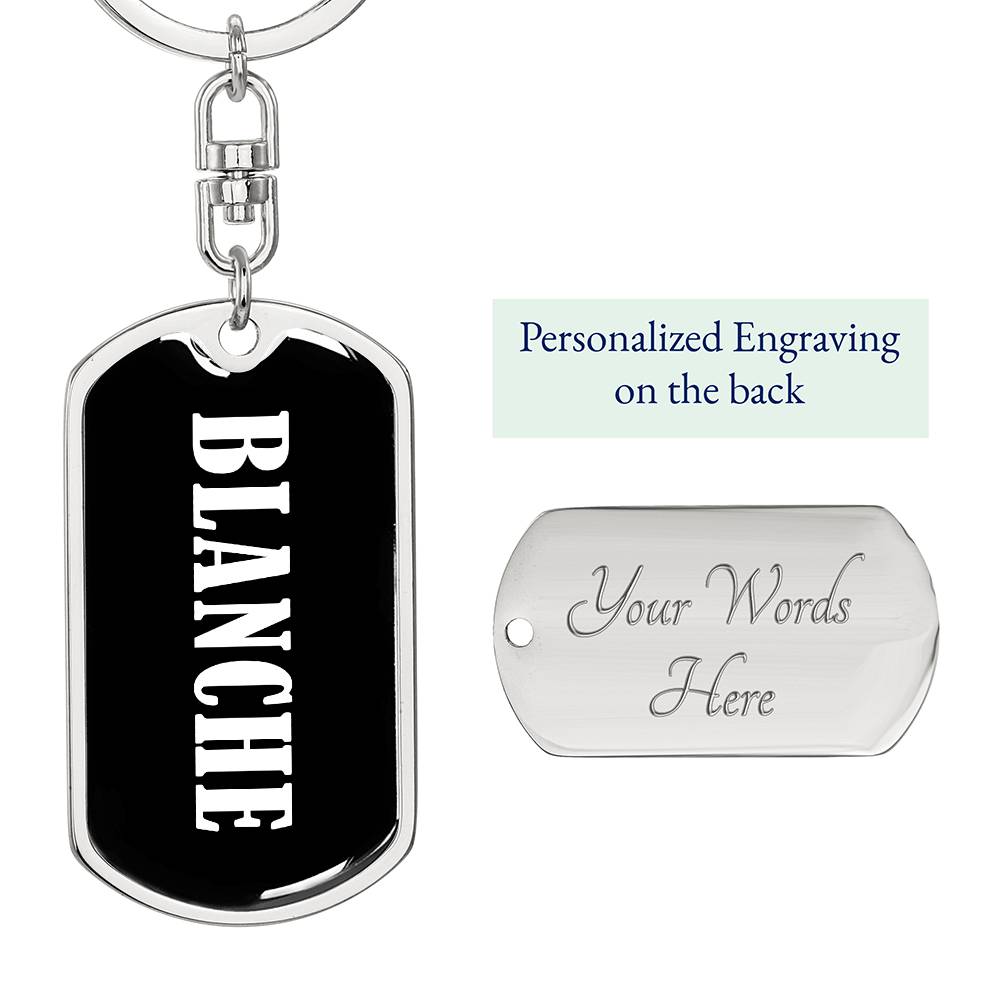 Blanche v01w - Luxury Dog Tag Keychain