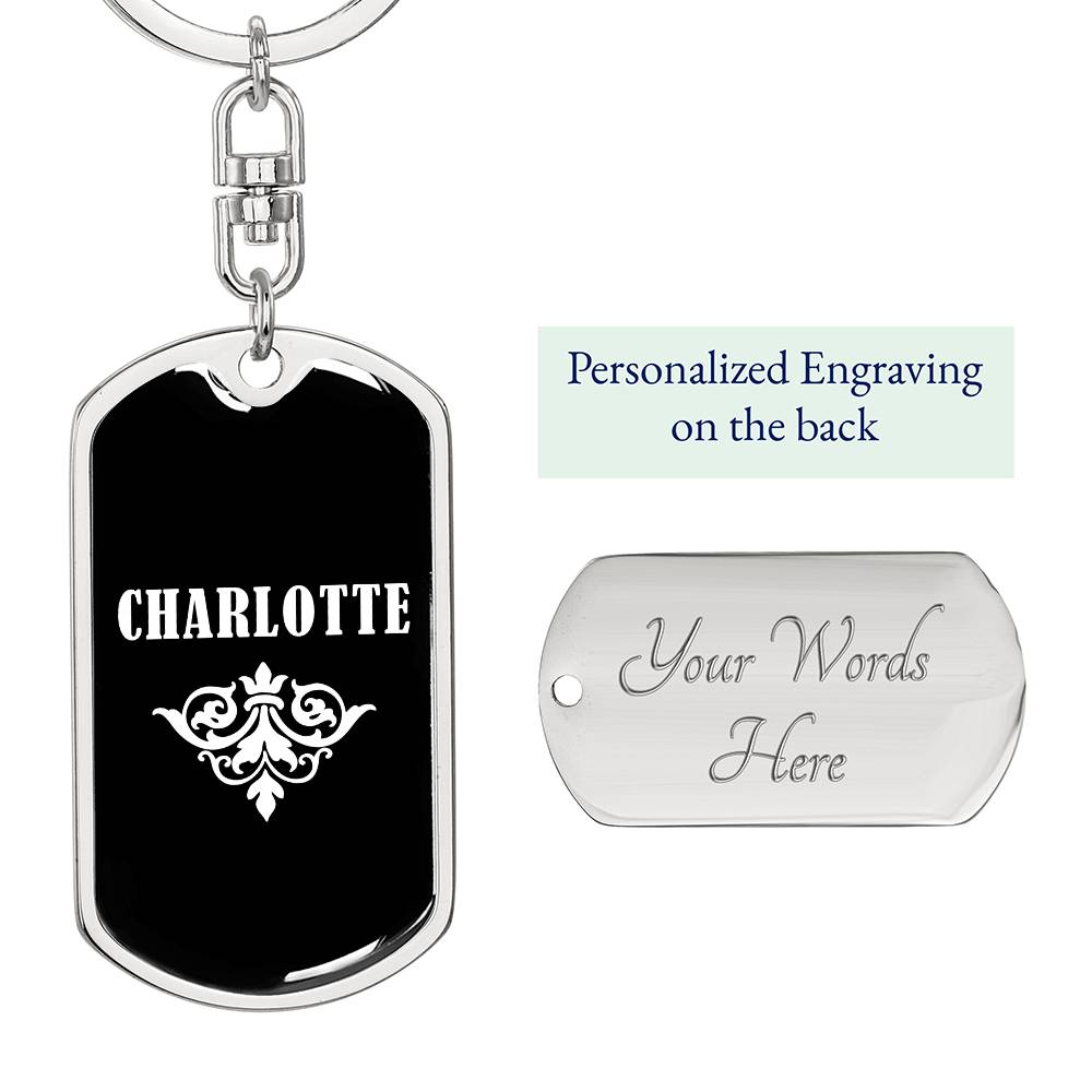 Charlotte v03a - Luxury Dog Tag Keychain