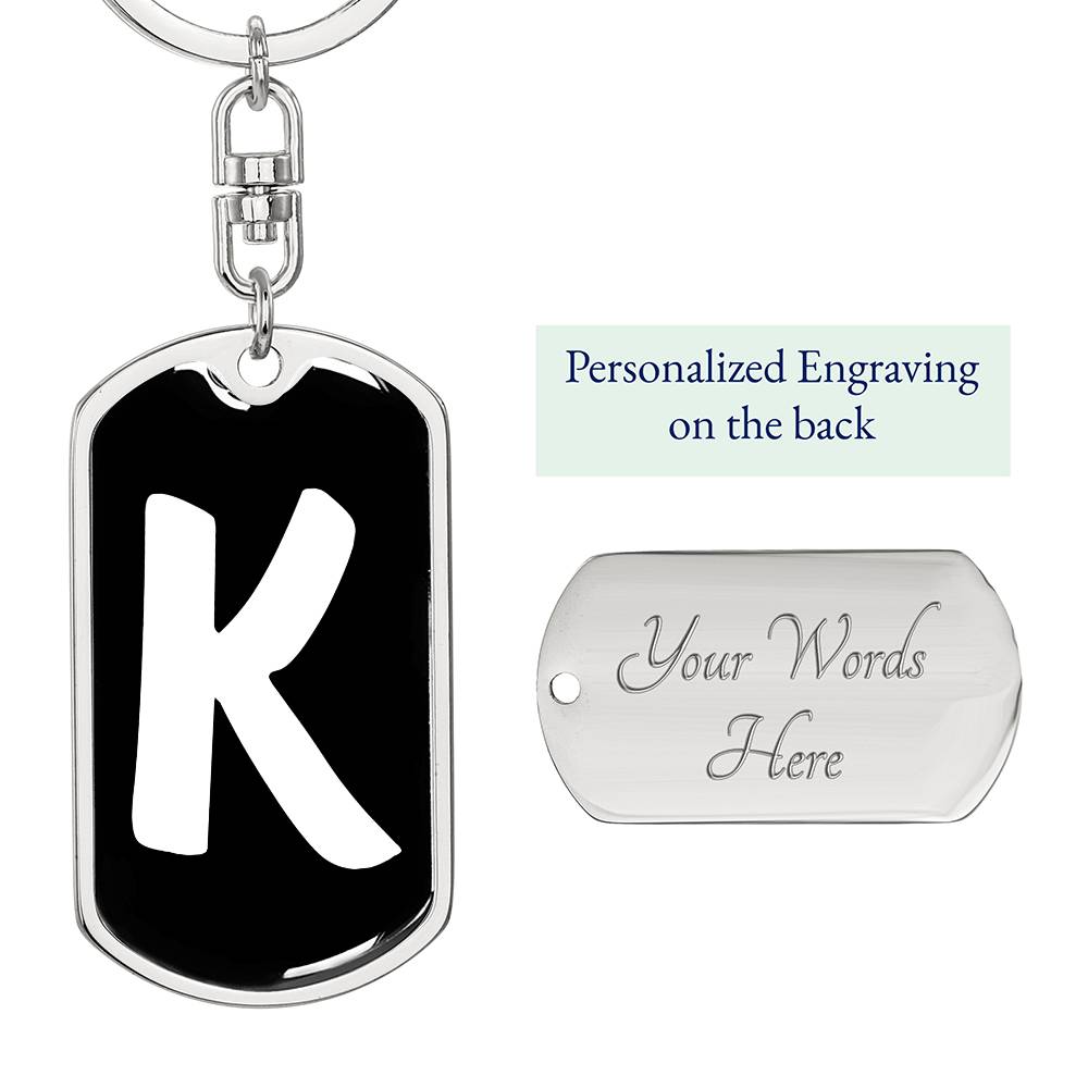 Initial K v3b - Luxury Dog Tag Keychain