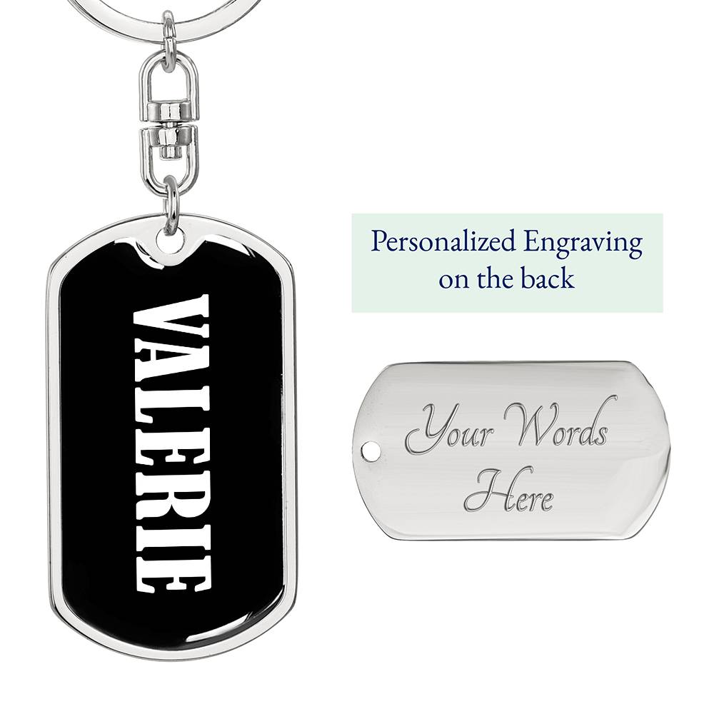 Valerie v01w - Luxury Dog Tag Keychain