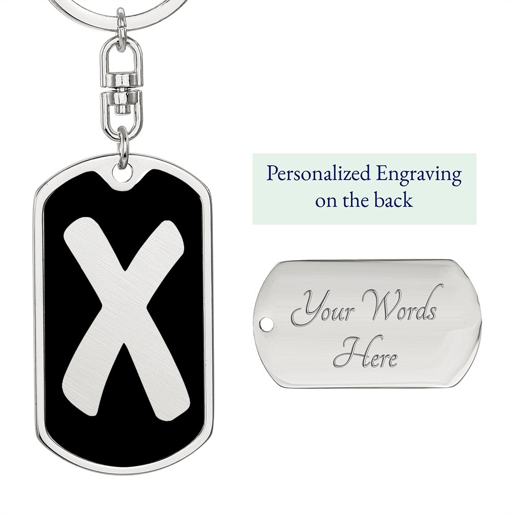 Initial X v2b - Luxury Dog Tag Keychain