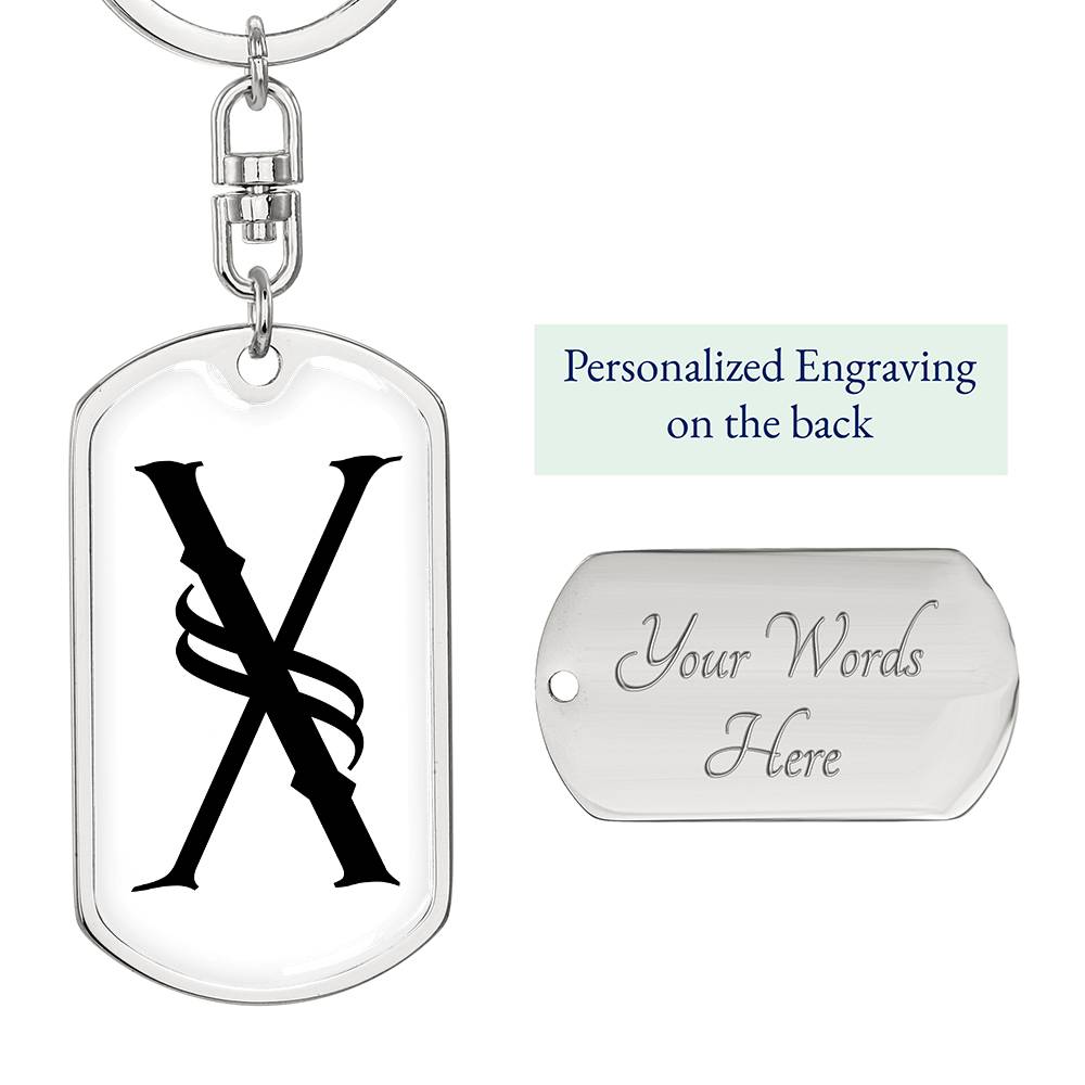 Initial X v001-14 - Luxury Dog Tag Keychain