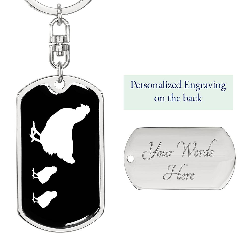 Mama Chicken With 2 Chicks v3 - Luxury Dog Tag Keychain