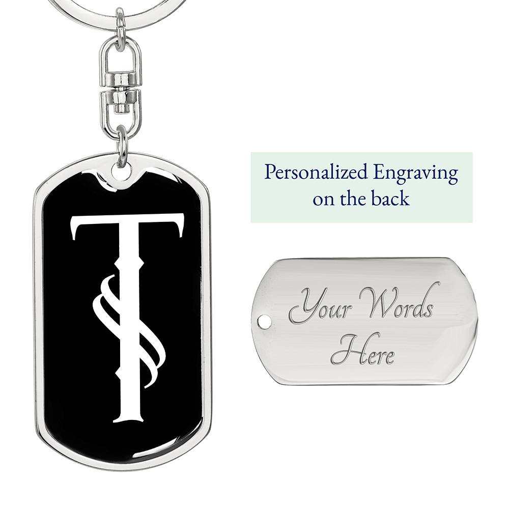 Initial T v001-13 - Luxury Dog Tag Keychain
