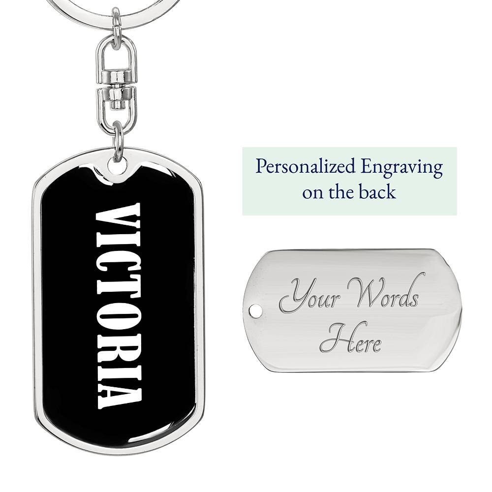Victoria v01w - Luxury Dog Tag Keychain