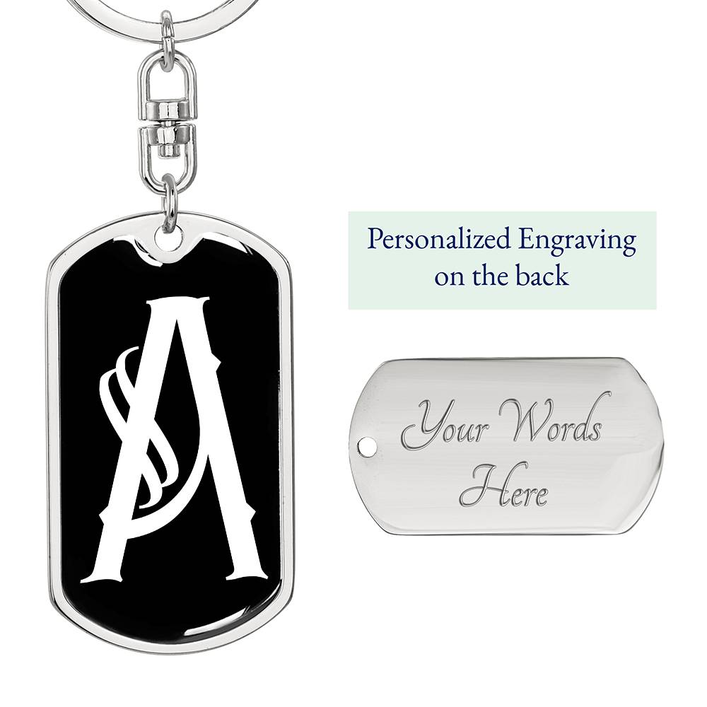 Initial A v001-13 - Luxury Dog Tag Keychain