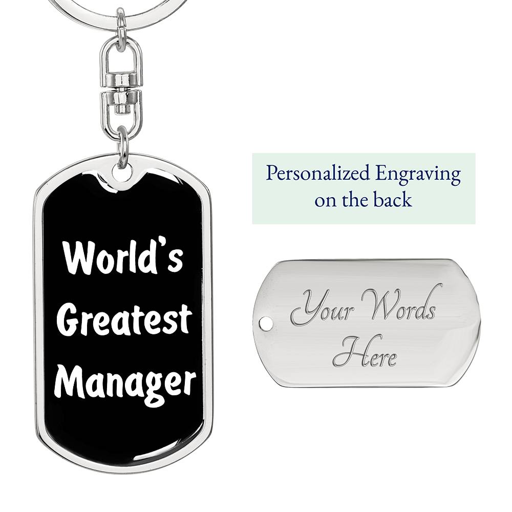 World's Greatest Manager v3 - Luxury Dog Tag Keychain