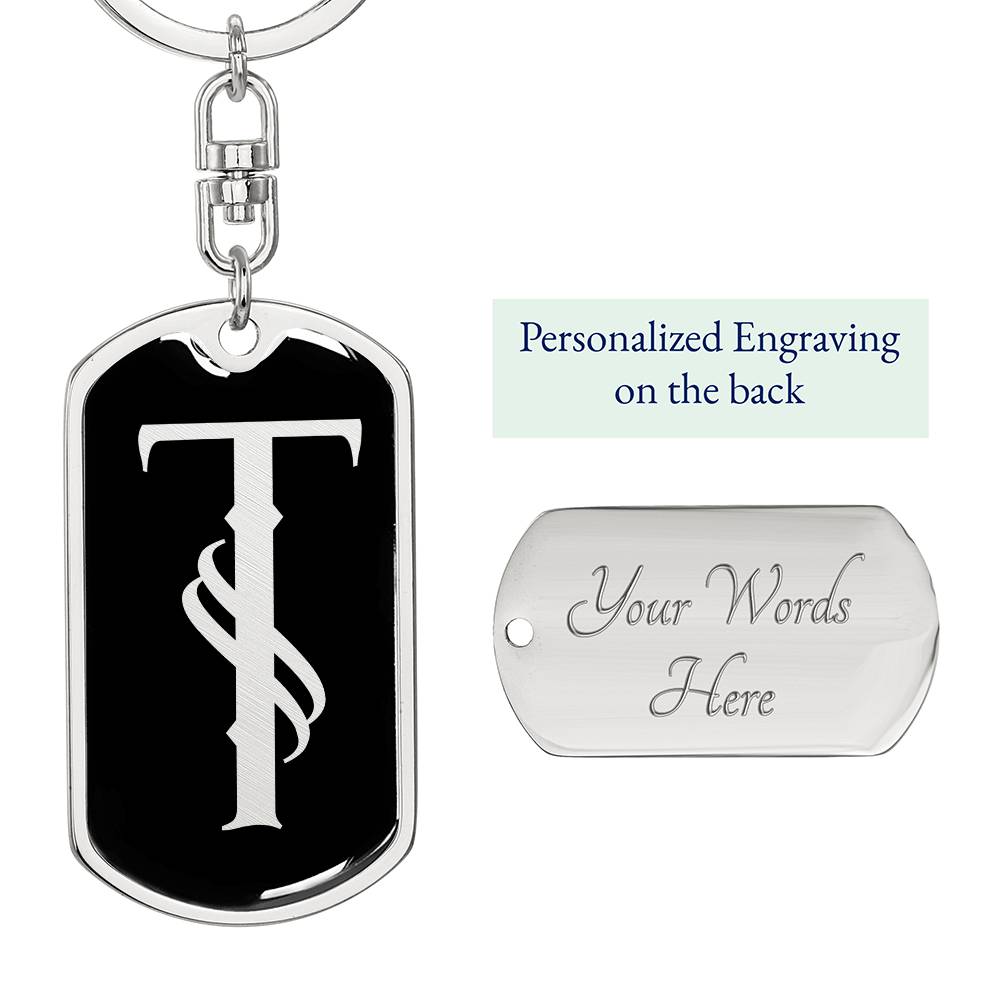 Initial T v001-12 - Luxury Dog Tag Keychain