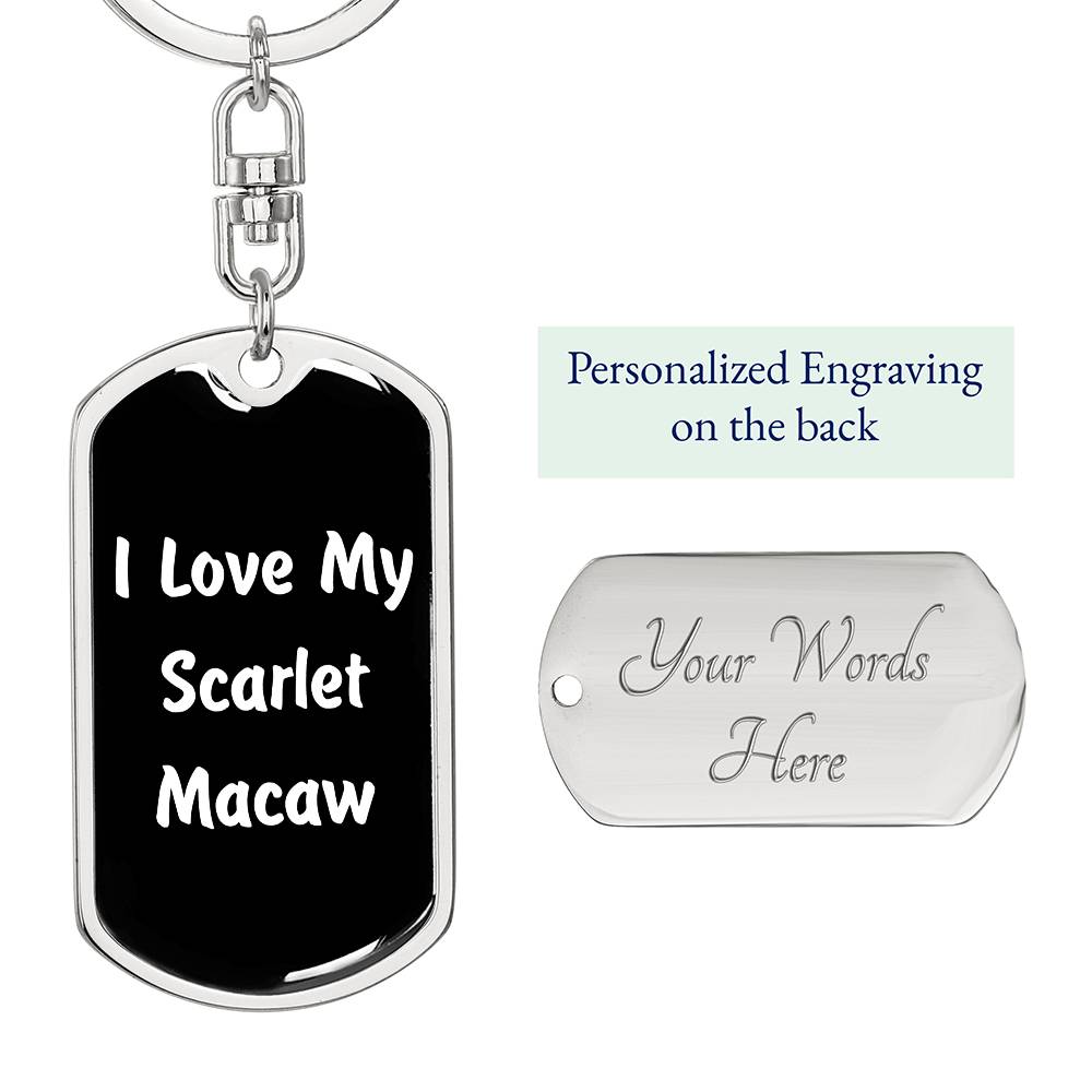 Love My Scarlet Macaw v3 - Luxury Dog Tag Keychain