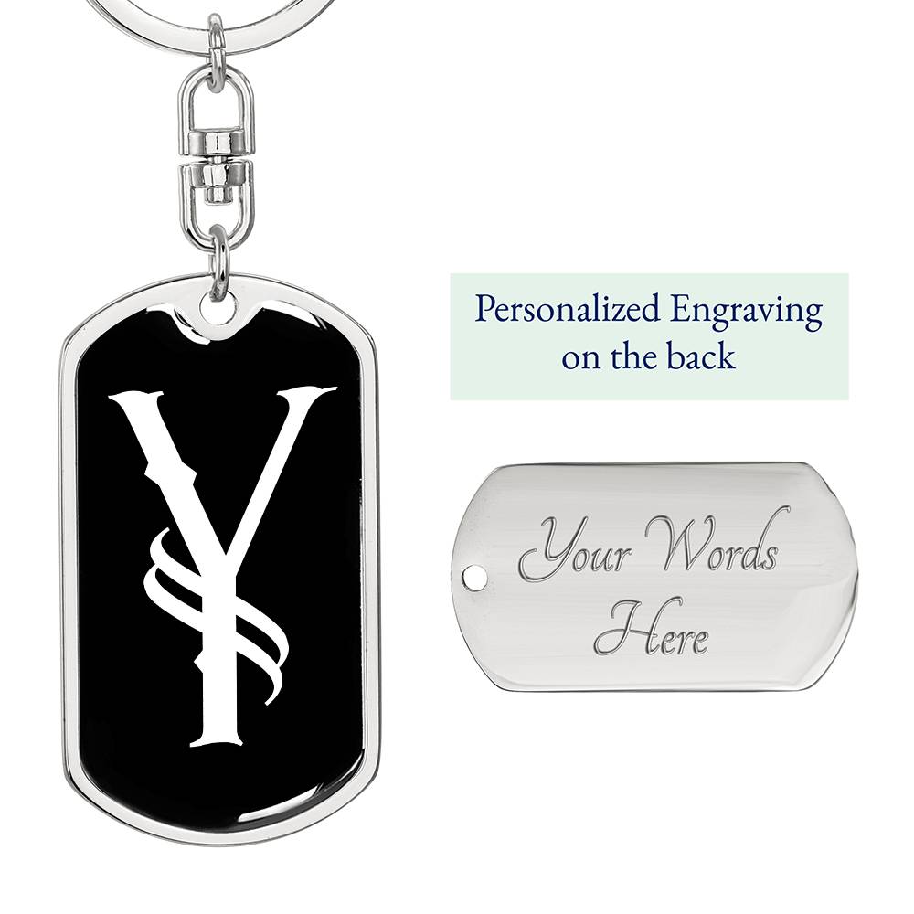 Initial Y v001-13 - Luxury Dog Tag Keychain
