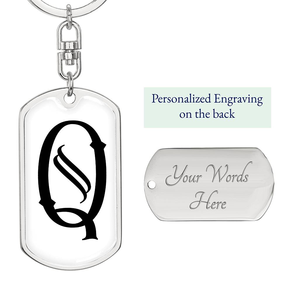 Initial Q v001-14 - Luxury Dog Tag Keychain