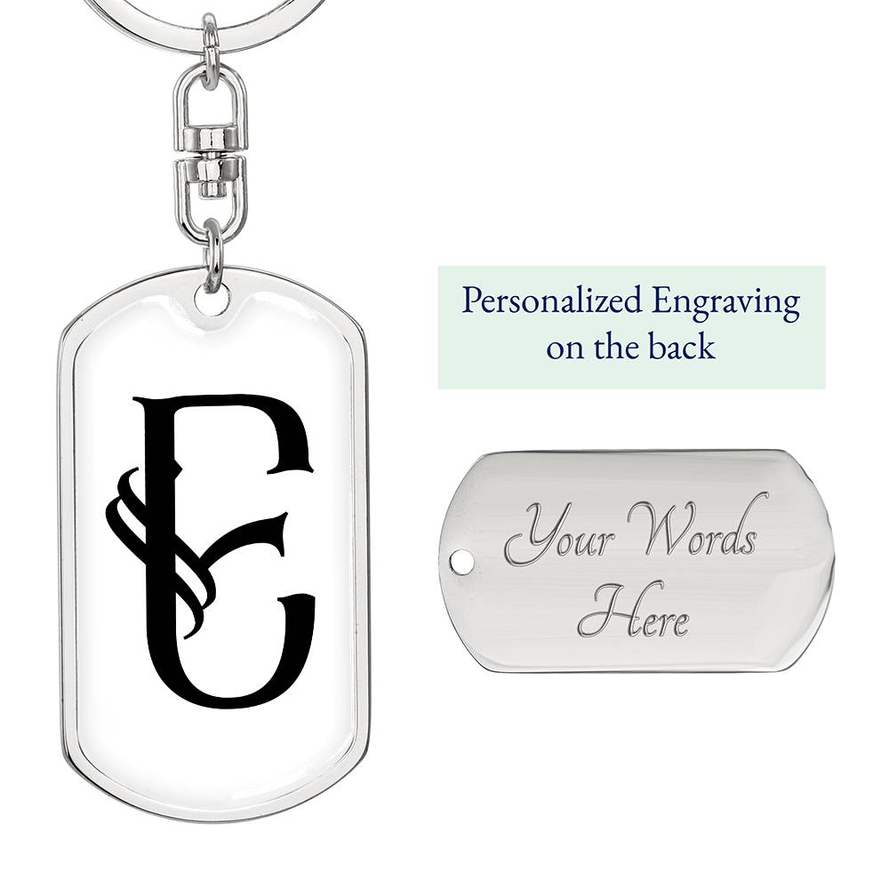 Initial E v001-14 - Luxury Dog Tag Keychain