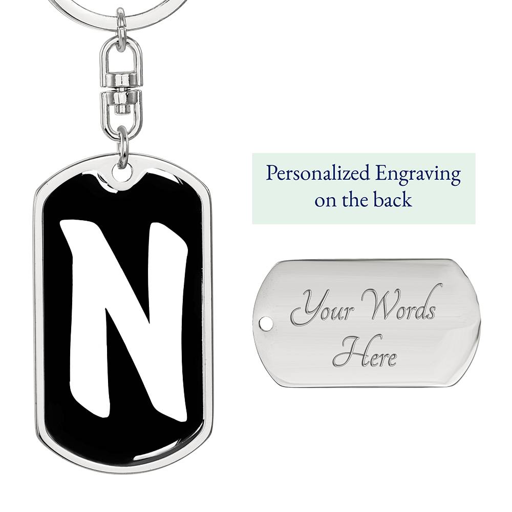 Initial N v3b - Luxury Dog Tag Keychain