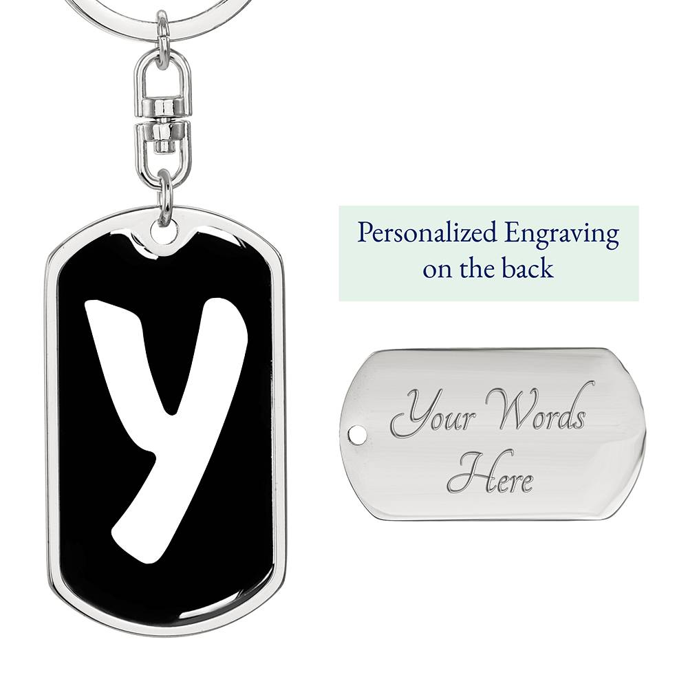 Initial Y v3b - Luxury Dog Tag Keychain